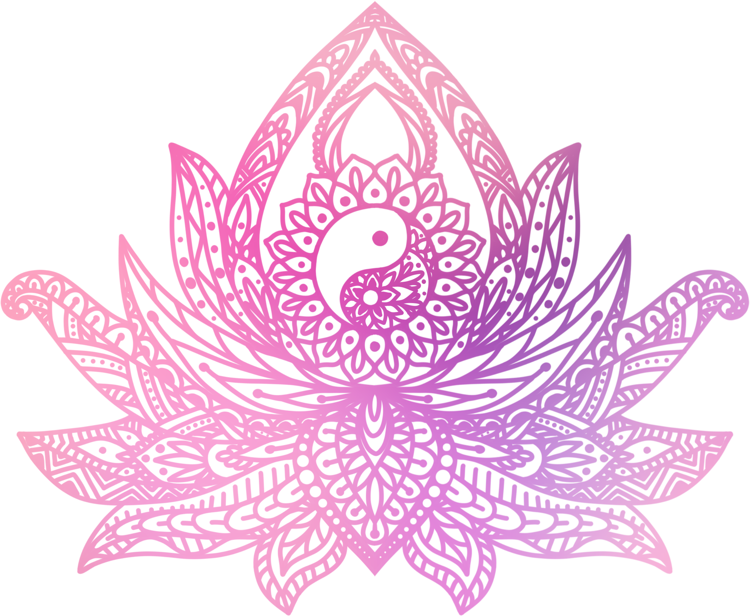 Watercolor Mandala Png Clip Art Royalty Free - Yin Yang Lotus Flower (3000x3000), Png Download