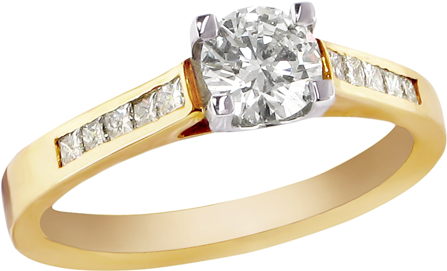 Gold Ring Diamond - Engagement Gold Rings Png (900x900), Png Download