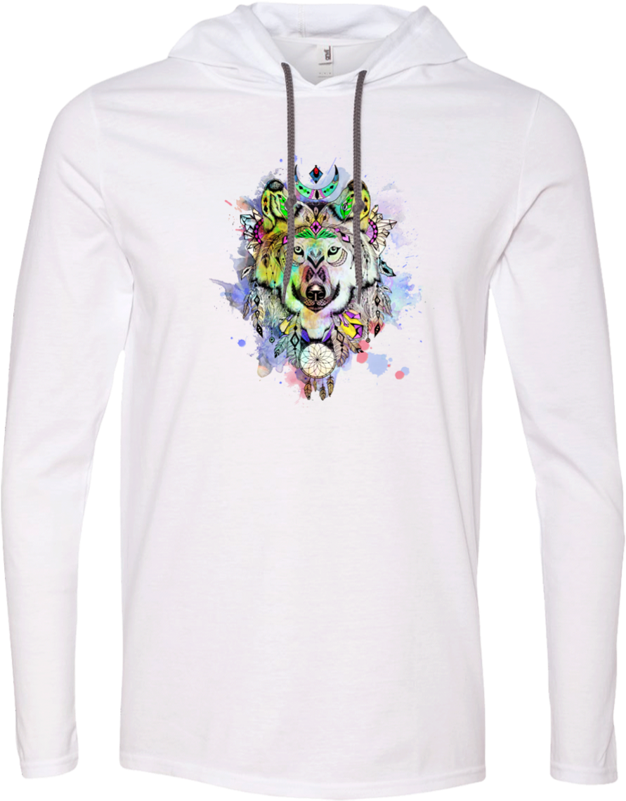 Watercolor Wolf T-shirt Hoodie - Hoodie (1155x1155), Png Download