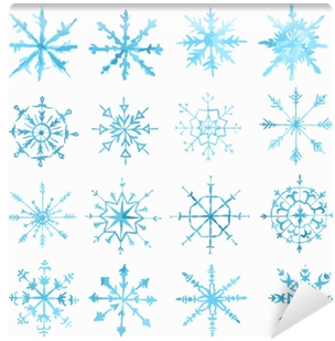 Watercolor Snowflackes Set On White Background - Watercolor Painting (400x400), Png Download