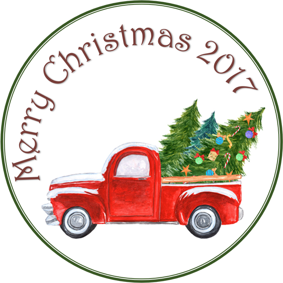 Personalized Christmas Cookies - Watercolor Christmas Truck Png (1002x1024), Png Download