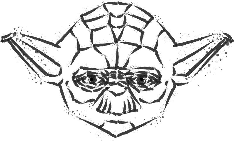 Meister Yodas Gesicht ´´schwarz-verspielt´´ - Drawing (798x483), Png Download