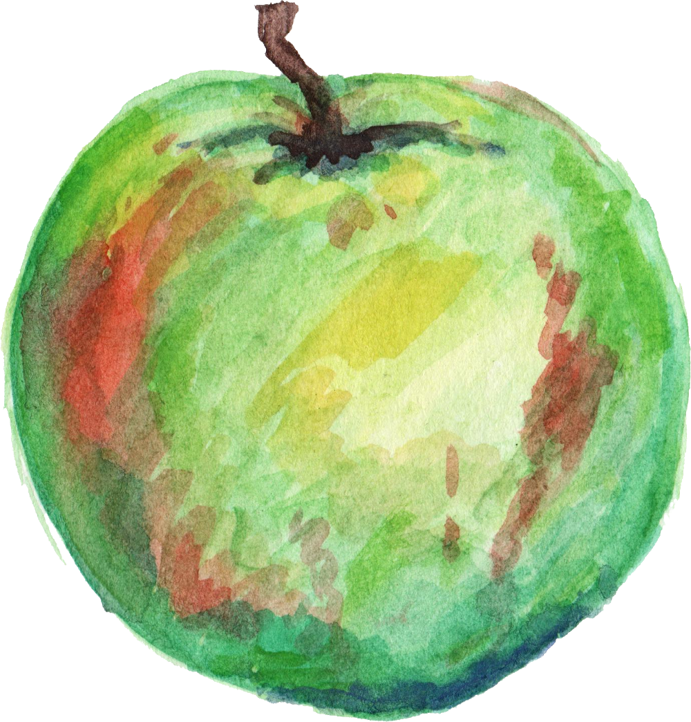 Png Free Download Transparent Watercolours Fruit - Watercolor Apple Png (1000x1044), Png Download