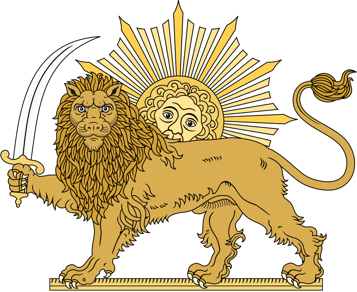 Lion And The Sun - Persian Lion And Sun Tattoo (1254x1024), Png Download