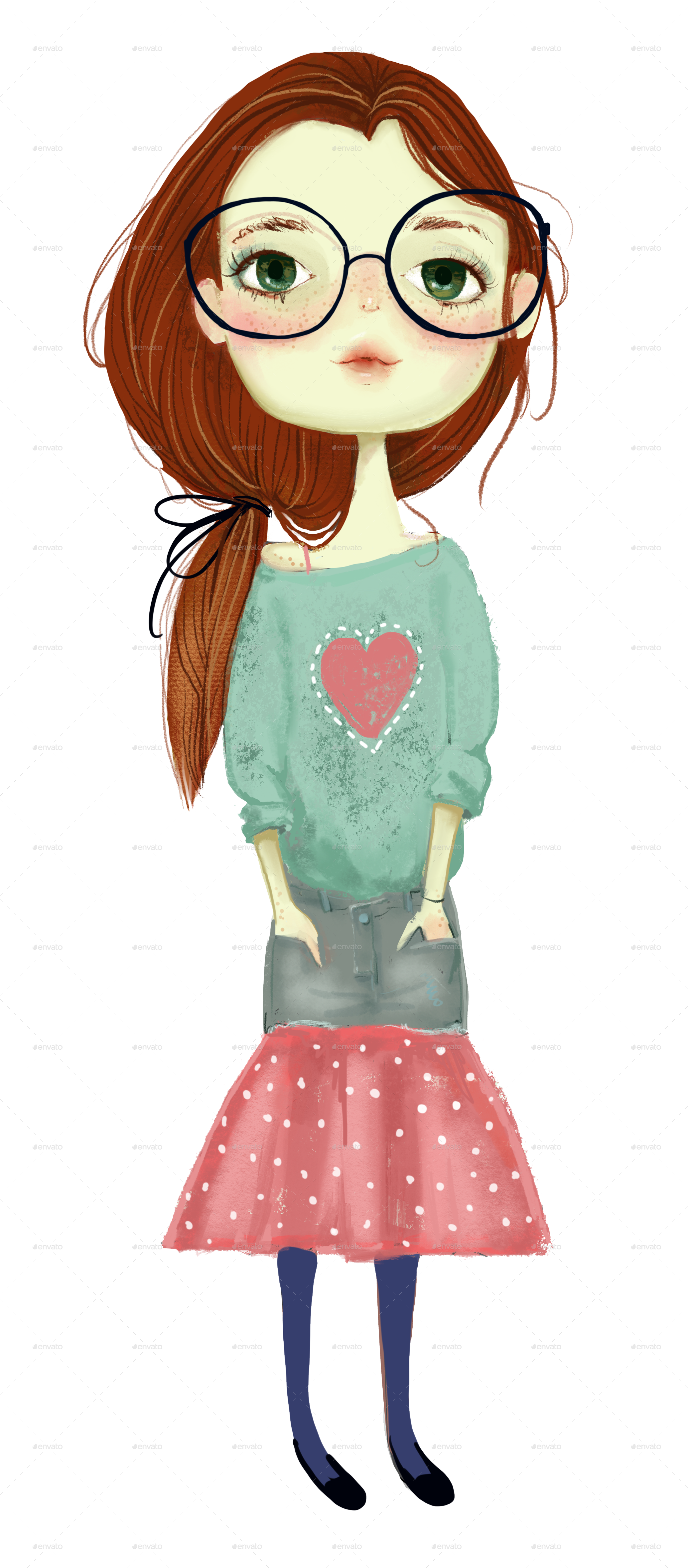 Girls/1 Girls/2 Girls/3 - Brown Hair Girl Cartoon Png (2086x4724), Png Download