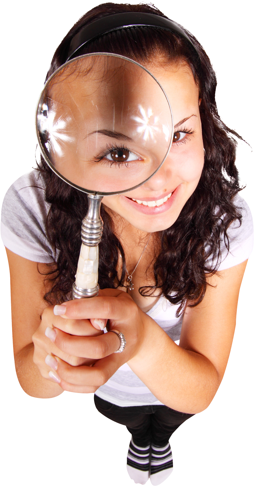 Download Girl With Magnifying Glass Png Image - Girl With Magnifying Glass Png (500x882), Png Download