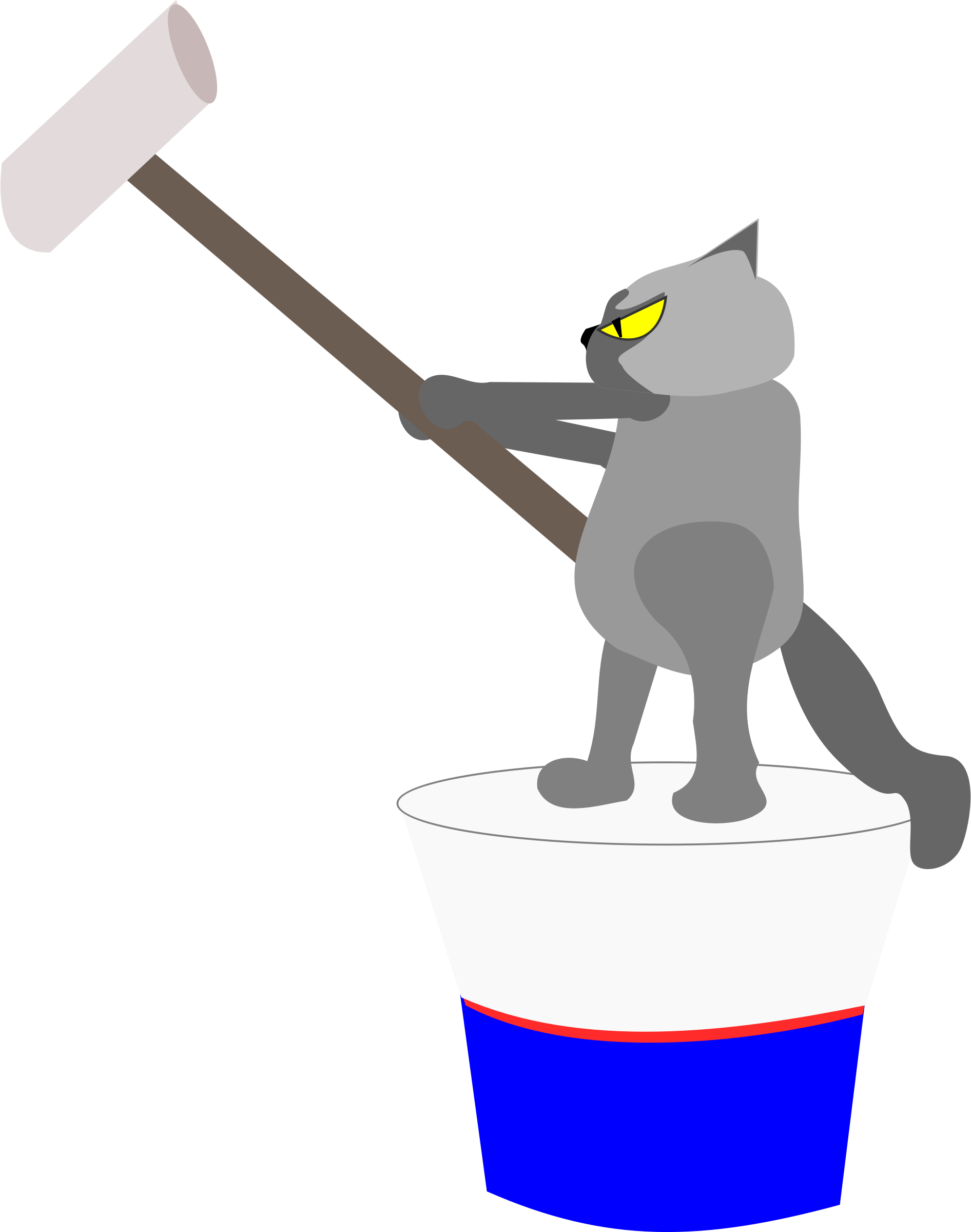 Painting Wall House Painter And Decorator Cat - Cat Painting A Wall (591x750), Png Download