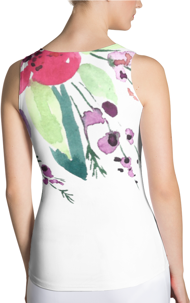 Watercolor Floral Sublimation Cut & Sew Tank Top - Girl (1000x1000), Png Download