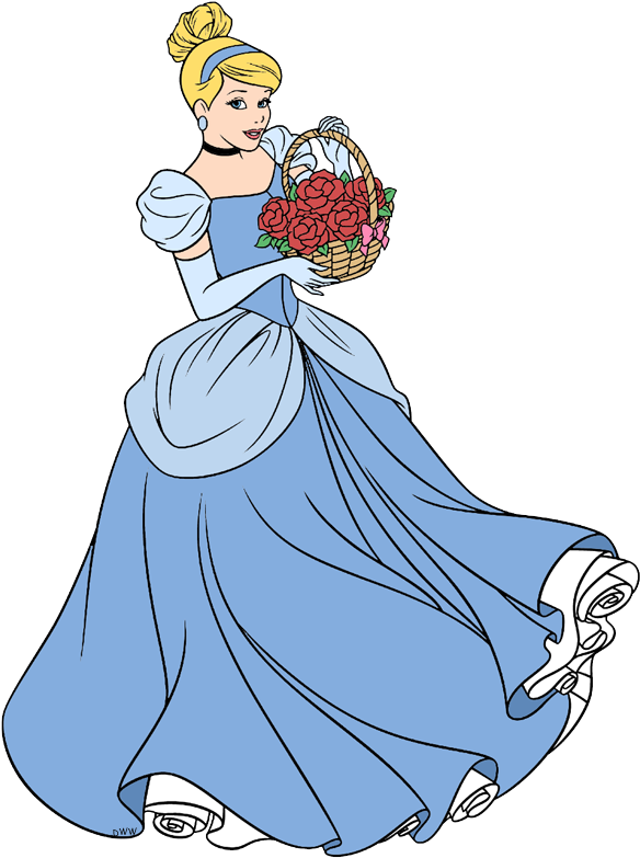 Cinderella And Her Basket Of Flowers - Disney Cinderella Flower Gown (600x790), Png Download