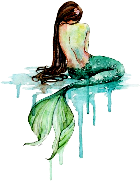 Black And White Drawing Mermaid Watercolor - Watercolor Mermaid (700x908), Png Download