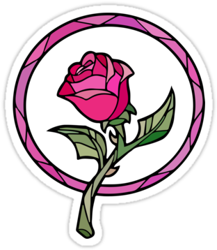 Jpg Download Stained Glass Sticker By Keith Pierce - Beauty And The Beast Rose Design (375x360), Png Download
