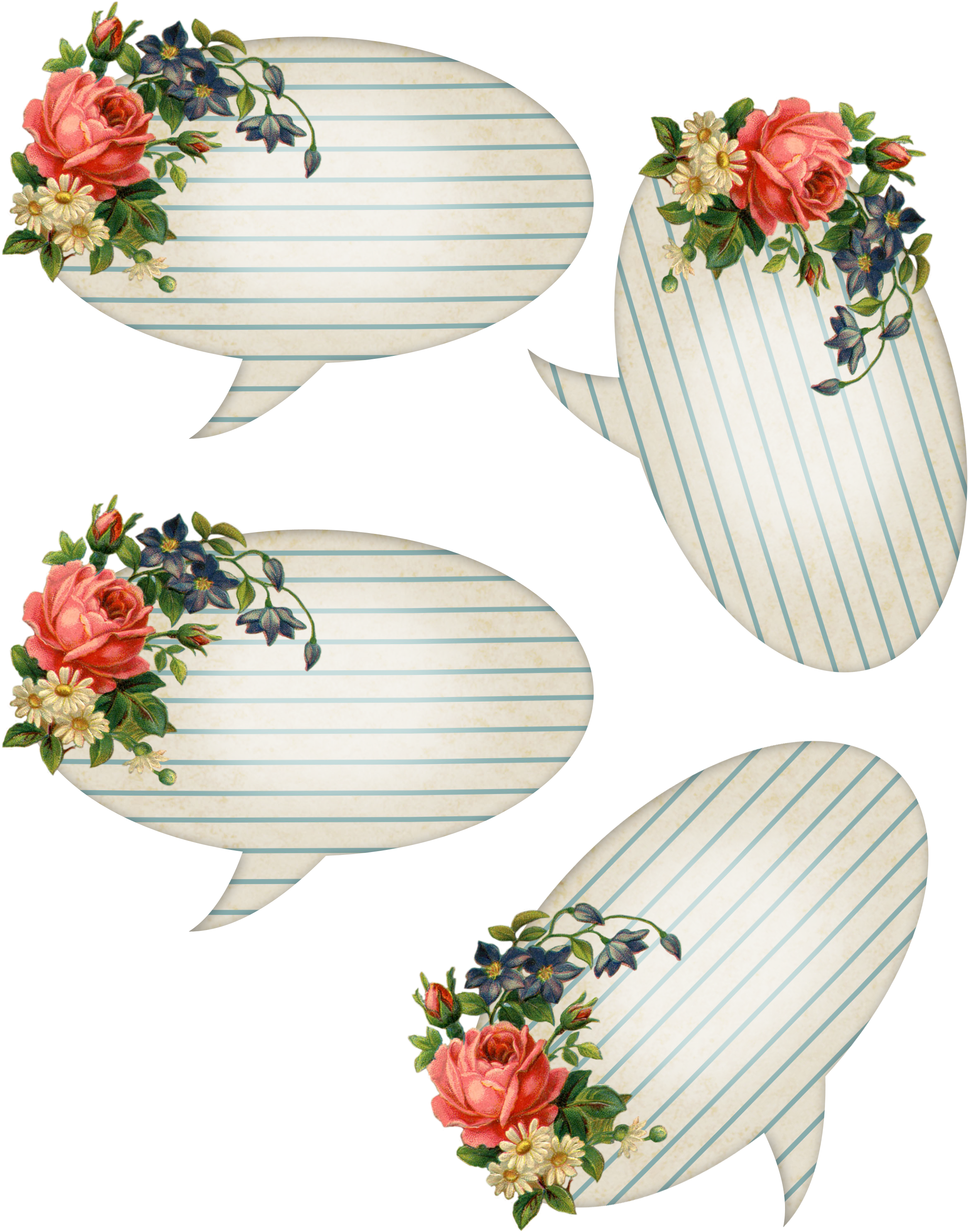 To Download Click The Following - Floral Speech Bubbles (2550x3300), Png Download