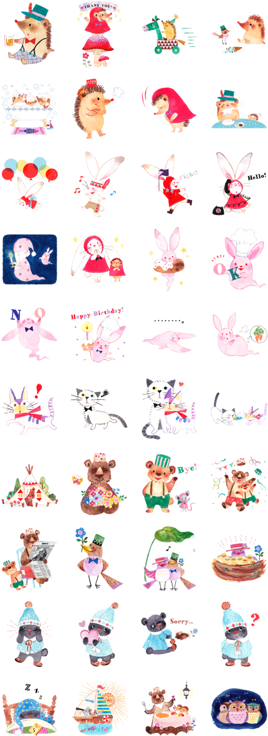 These Line Stamps Designed By Yukako Ohde Whichare - Line Friends Lovely Sticker (562x1500), Png Download