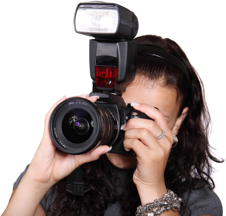 Woman Taking Photo With A Digital Camera Png Image - Full Hd Camera Png (500x457), Png Download