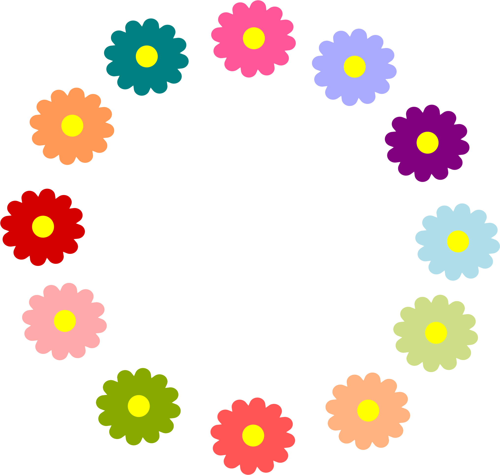 Wreath Flower Clipart Free Heart Black And White - Cartoon Flower Wreath Png (2400x3394), Png Download