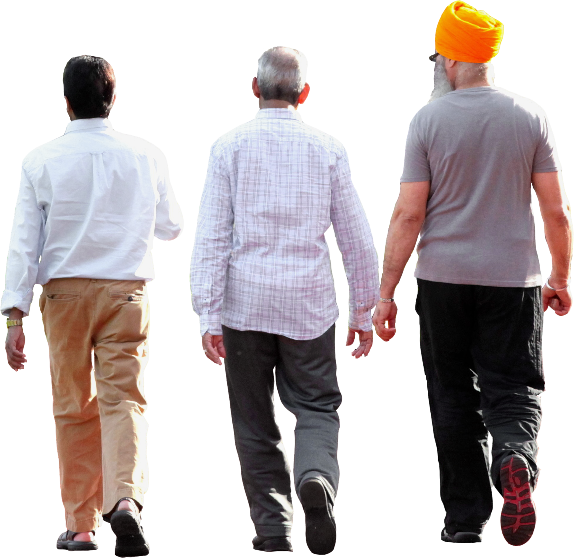 Cropped Three Men Walking - Group People Walking Png (1939x1885), Png Download