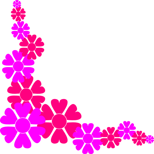Flower Border For Girls Clip Art At Clker - Pink Flowers Border Clip Art (600x597), Png Download