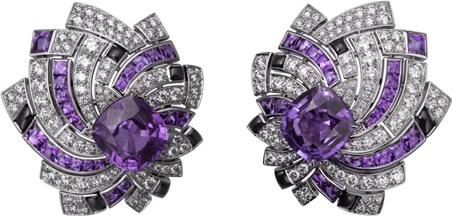 Earrings With Purple Diamonds Png Clipart - Png Purple Diamond (697x354), Png Download