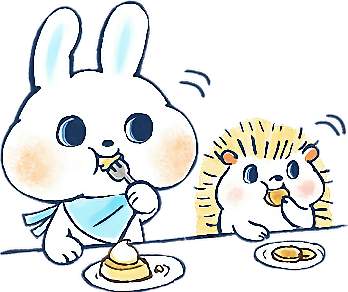 Friends Eat Share Cute Hedgehog Bubby Rabbit Watercolor - Pekalongan (702x590), Png Download