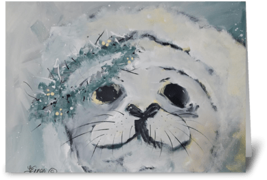 White Seal Greeting Card - Himalayan (424x349), Png Download