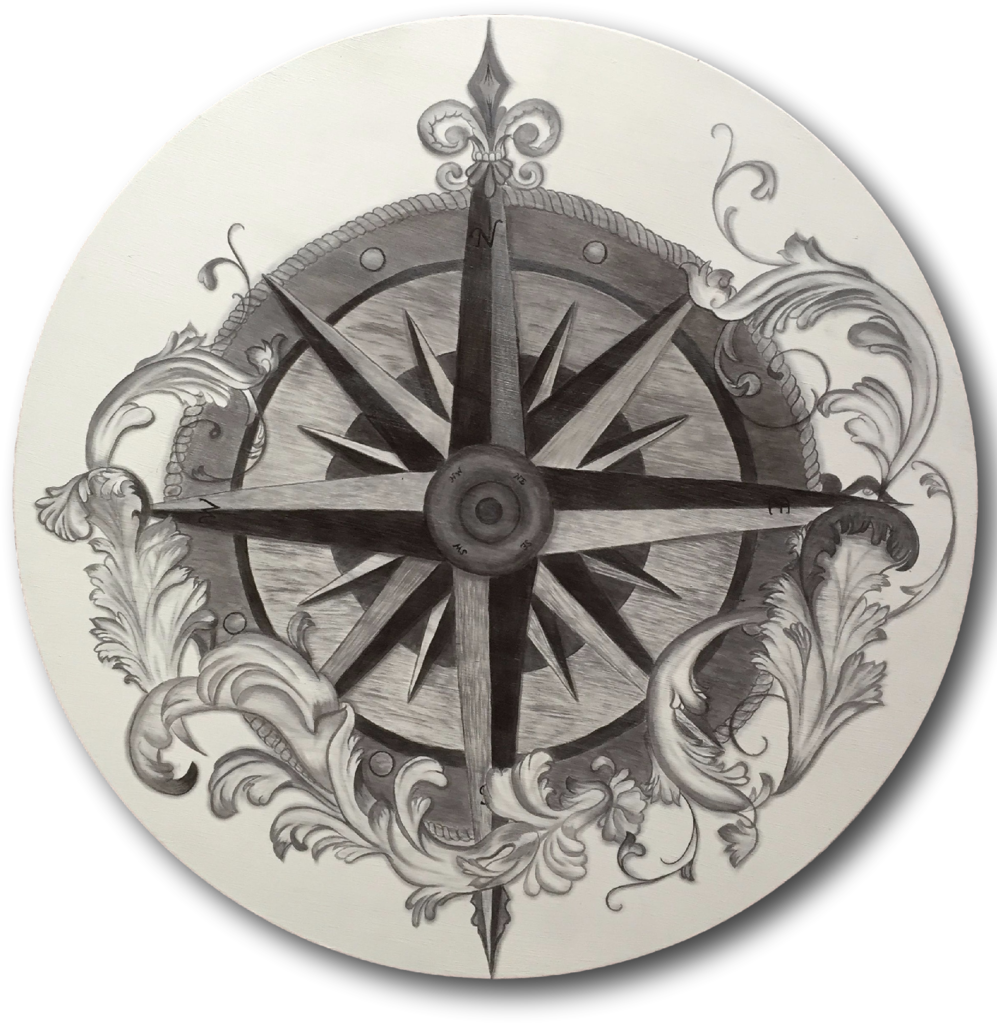 Compass Rose Art Painting - Those Who Wander Are Not Lost Compass Rose (1987x2110), Png Download