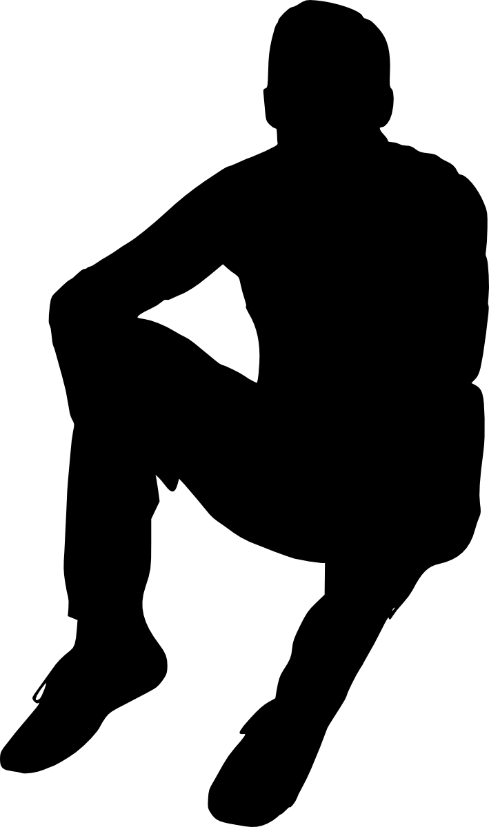 12 People Sitting Silhouette - Man Sitting Silhouette Png (709x1200), Png Download