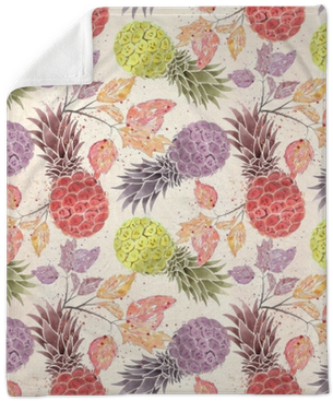 Colorful Pineapples, Watercolor Sprigs On A Light Beige - Watercolor Painting (400x400), Png Download