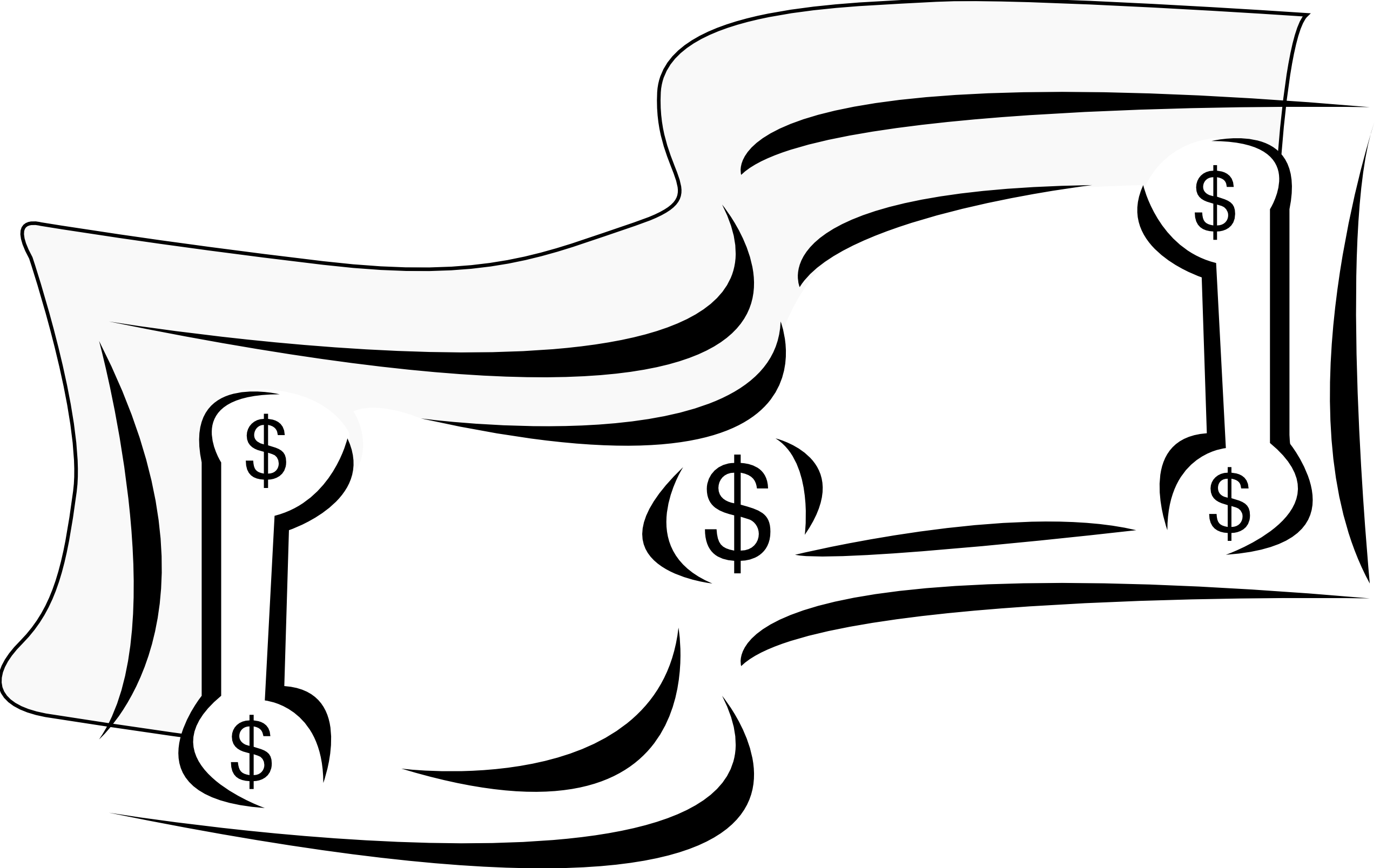 Dollar Bill Clip Art Black And White - 20 Dollar Bill Clipart (2555x1608), Png Download