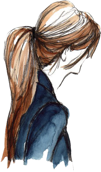 Png Tumblr Vintage - Ponytail Sketch (395x601), Png Download