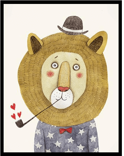 Petite Bello Room Decor Cm No Frame / Lion Modern Watercolor - Cheap Wall Decorative Framed Picture Modern Unique (600x600), Png Download