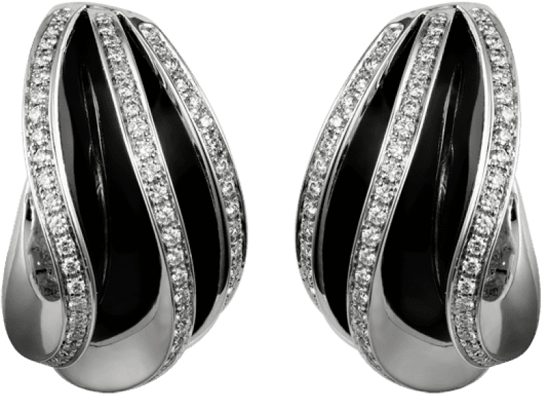 Free Png Silver And Black Earrings With Diamonds Png - Black Diamonds Earring Png (850x603), Png Download