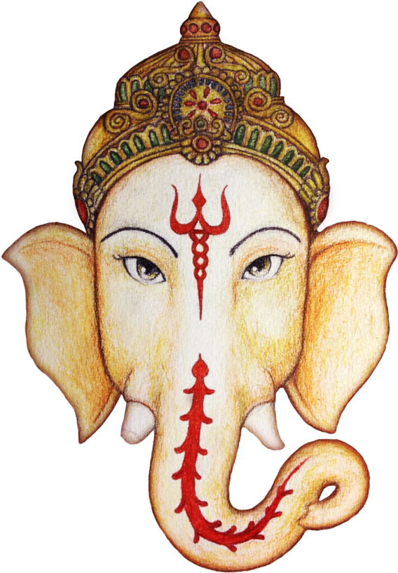 Ganesha Vector Watercolor Banner Library Stock - Shri Ganesh Head Png (600x857), Png Download