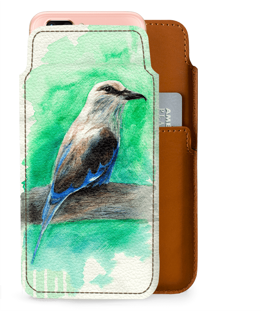 Dailyobjects Bird Watercolor Real Leather Wallet Case - Housse De Coussin Taie D'oreiller -coton Et Lin-45*45cm-motif (1000x1000), Png Download