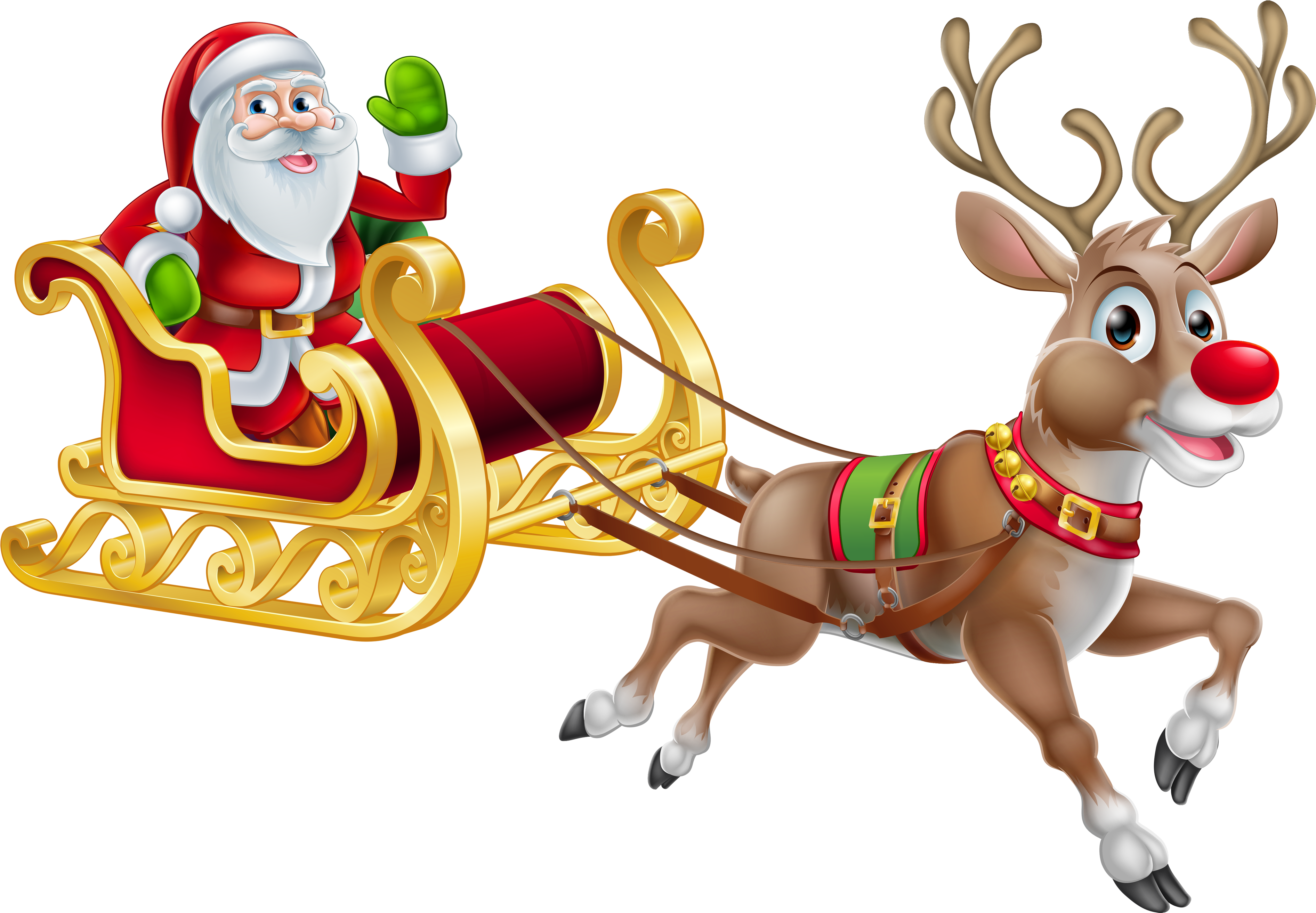 Father Christmas And His Reindeers (4000x2793), Png Download