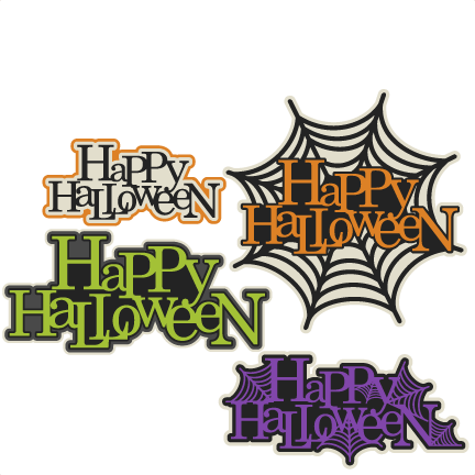 Happy Halloween Title Set Svg Scrapbook Cut File Cute - Happy Halloween Svg Free (432x432), Png Download