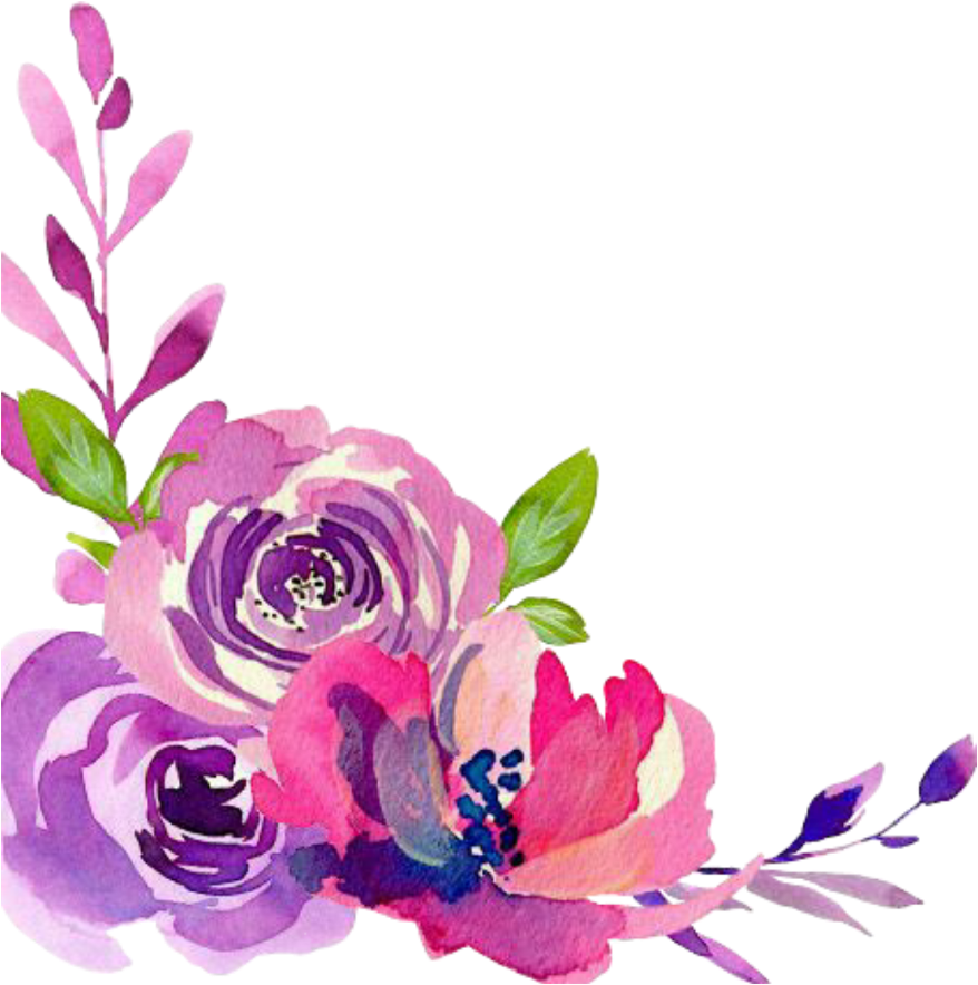 Ftestickers Watercolor Flowers Border Corner - Artificial Flower (1024x1024), Png Download