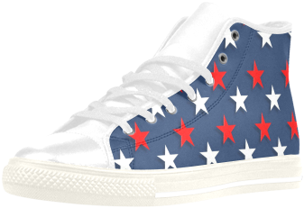 Navy Red White Stars Aquila High Top Microfiber Leather - Skate Shoe (500x500), Png Download