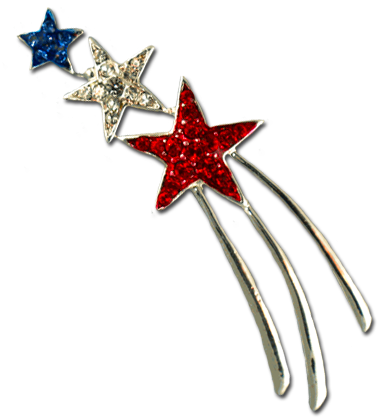 Patriotic Shooting Star Brooch/pin - Red White Blue Shooting Stars (450x450), Png Download