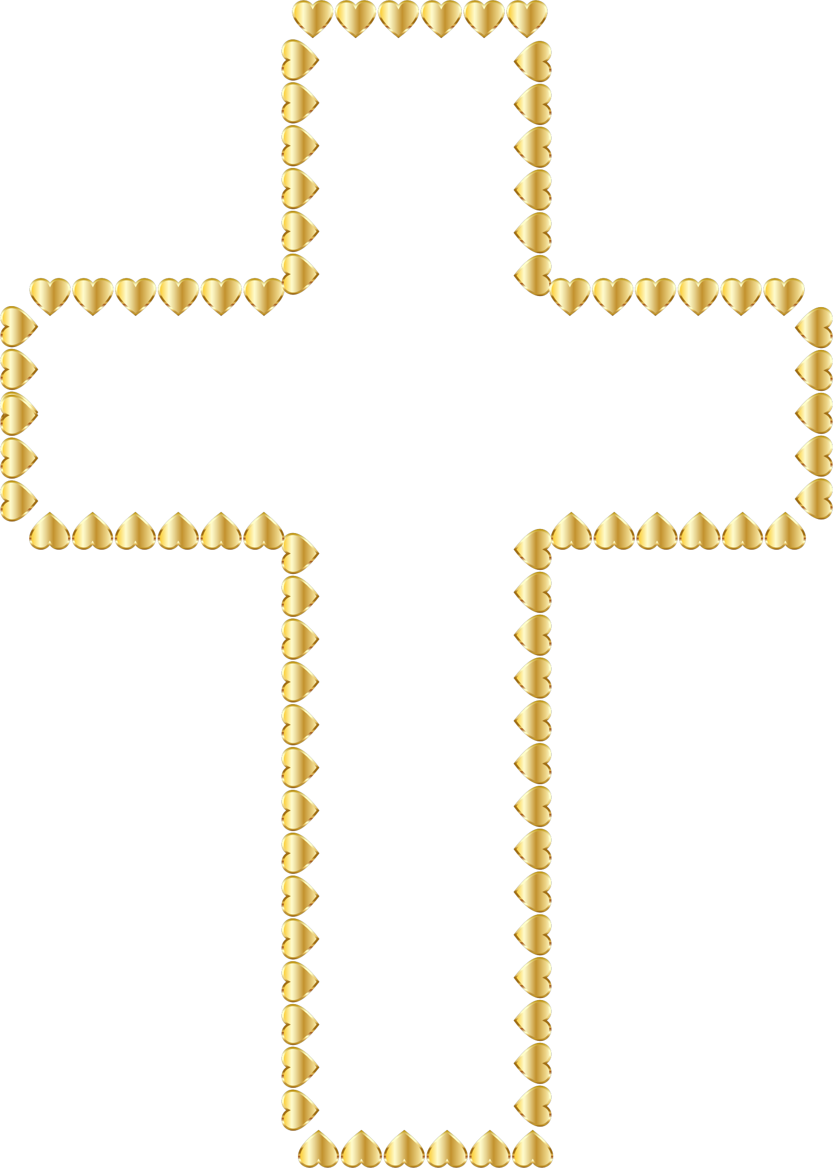 Golden Hearts No Icons Png Free And - Gold Cross Transparent (1652x2316), Png Download