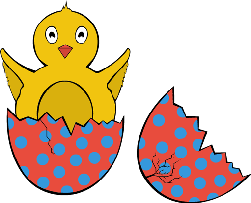 Clip Art Easter Bird Egg Hatch Broken Chick Eyes Wings (600x630), Png Download