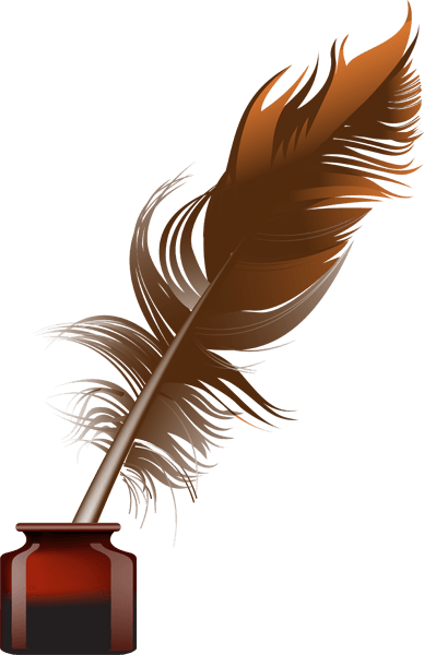 Ink Bottle And Quill Clipart - Quill And Ink Png (388x600), Png Download