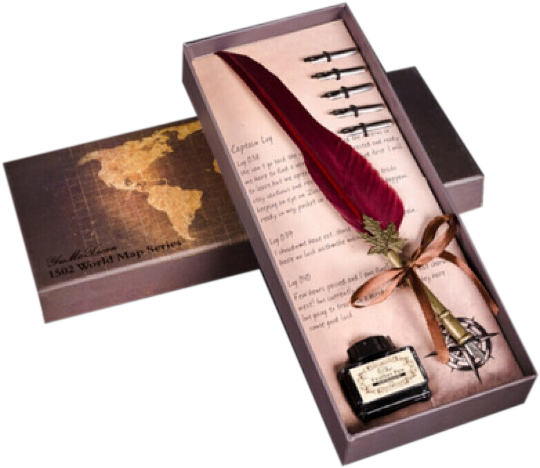 Creative Gifts Feather Pen 蘸 Pen Stationery Set 蘸水笔 - Pen (800x800), Png Download