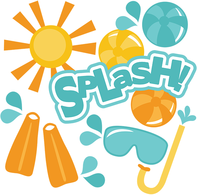 Orange Clipart Water Splash - Pool Day Clip Art (648x640), Png Download