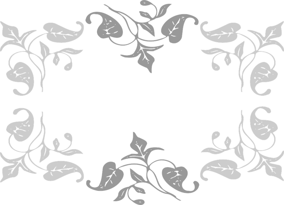 Grey Floral Border Png Transparent Image - Leaves Clip Art (960x694), Png Download