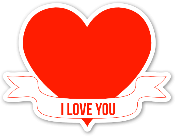I Love You Sticker - Heart Banner I Love You (600x476), Png Download