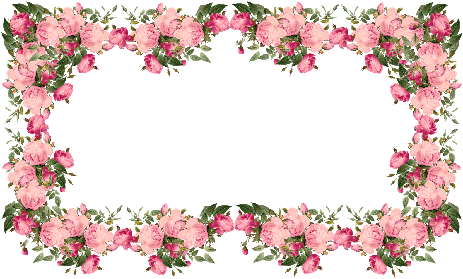 Rose Flower Borders (1600x962), Png Download