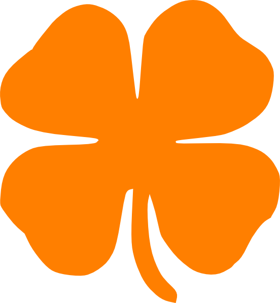 Clover Clipart Pink - Orange 4 Leaf Clover (552x597), Png Download
