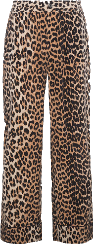 Leopard Print Trousers - Ganni Tilden Mesh Rollneck In Leopard (500x500), Png Download
