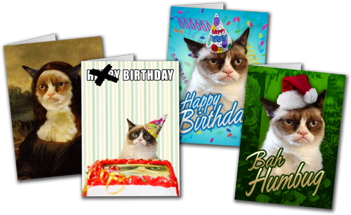Grumpy Cat Greeting Cards - Bah Humbug-mürrische Katze Karte (500x307), Png Download