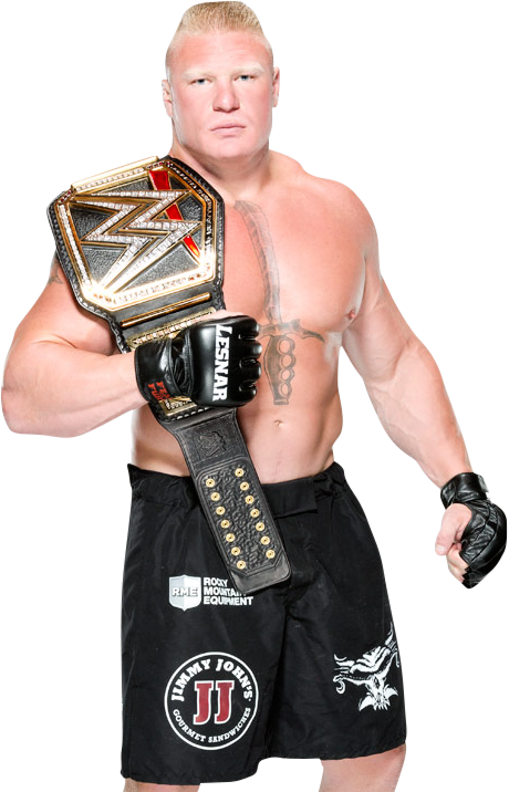 Brock Lesnar - Brock Lesnar With Wwe Title (460x716), Png Download